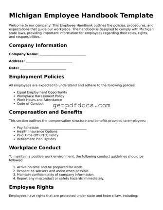 Attorney-Approved Employee Handbook Form for Michigan State