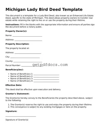 Attorney-Approved Lady Bird Deed Form for Michigan State