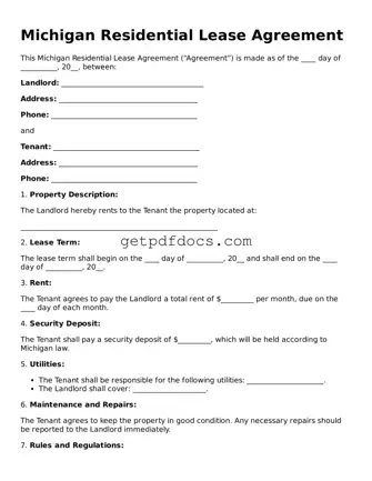 Attorney-Approved Residential Lease Agreement Form for Michigan State