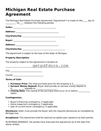 Attorney-Approved Real Estate Purchase Agreement Form for Michigan State