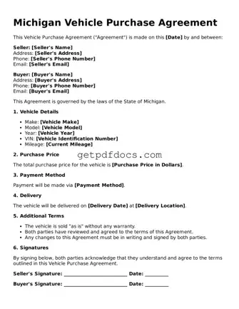 Attorney-Approved Vehicle Purchase Agreement Form for Michigan State