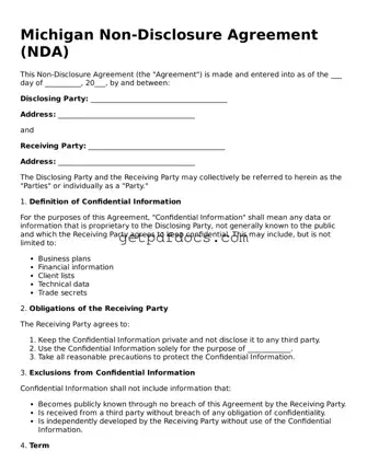 Attorney-Approved Non-disclosure Agreement Form for Michigan State
