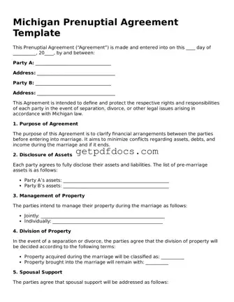 Attorney-Approved Prenuptial Agreement Form for Michigan State