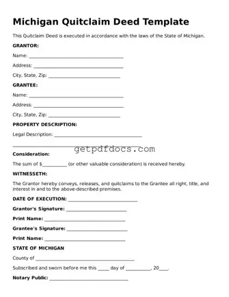 Attorney-Approved Quitclaim Deed Form for Michigan State