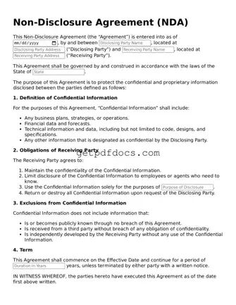 Printable Non-disclosure Agreement Template