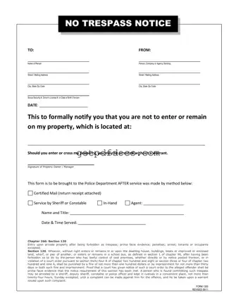 Fill in a Valid No Trespassing Letter Template