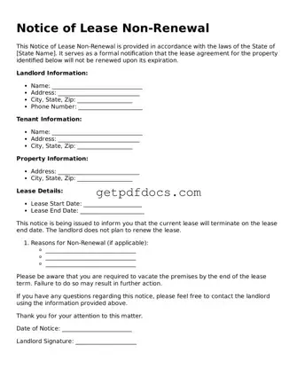 Printable Notice of Lease Non-Renewal Template