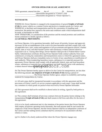 Fill in a Valid Owner Operator Lease Agreement Template