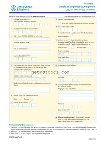 Fill in a Valid P 45 It Template