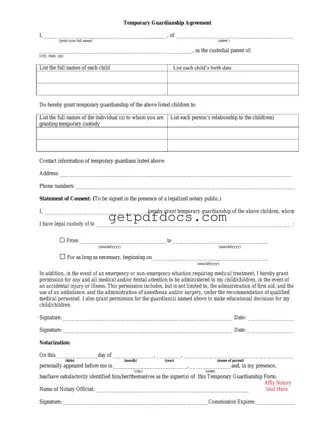 Fill in a Valid Temporary Custody Template
