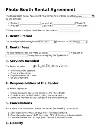 Printable Photo Booth Rental Agreement Template