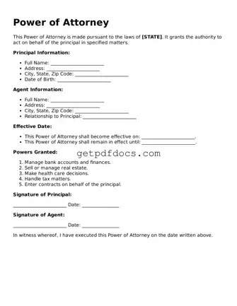 Printable Power of Attorney Template