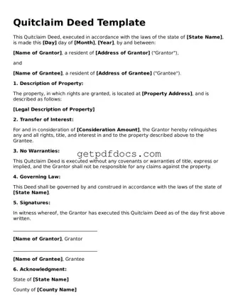 Printable Quitclaim Deed Template