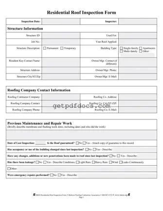 Fill in a Valid Roof Inspection Template