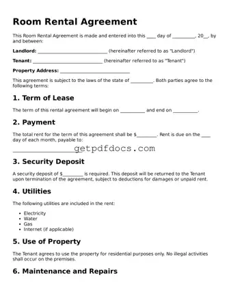 Printable Room Rental Agreement Template