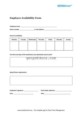 Fill in a Valid Employee Availability Template