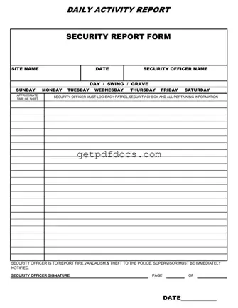 Fill in a Valid Security Guard Daily Report Sample Template