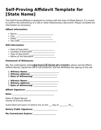 Printable Self-Proving Affidavit Template