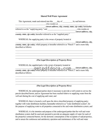 Fill in a Valid Shared Well Agreement Template