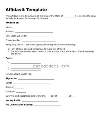 Printable Affidavit Template