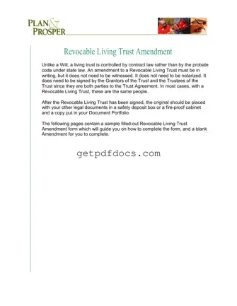 Fill in a Valid Trust Amendment Template