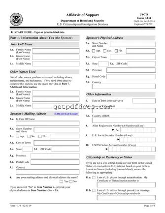Fill in a Valid USCIS I-134 Template