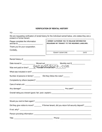 Fill in a Valid Verification Rental Template