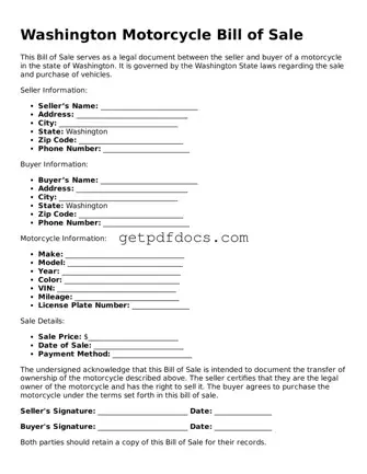Attorney-Approved Motorcycle Bill of Sale Form for Washington State