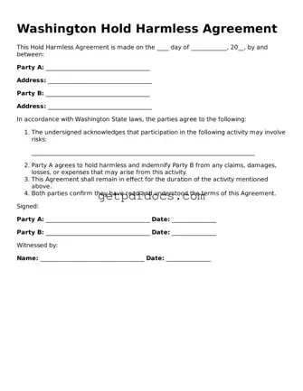 Attorney-Approved Hold Harmless Agreement Form for Washington State