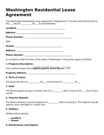 Attorney-Approved Residential Lease Agreement Form for Washington State