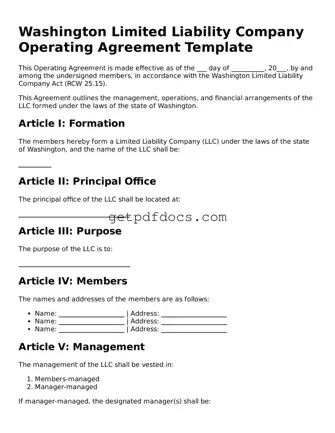 Attorney-Approved Operating Agreement Form for Washington State