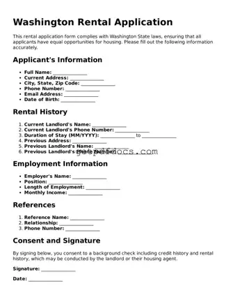 Attorney-Approved Rental Application Form for Washington State