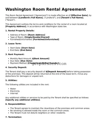 Attorney-Approved Room Rental Agreement Form for Washington State