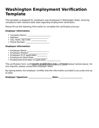 Attorney-Approved Employment Verification Form for Washington State