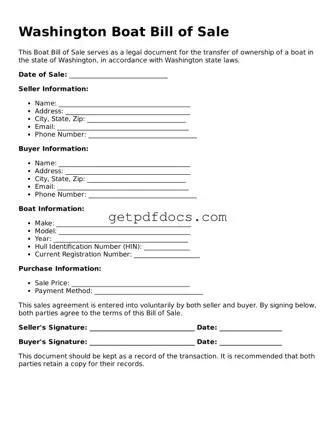 Attorney-Approved Boat Bill of Sale Form for Washington State