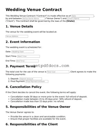 Printable Wedding Venue Contract Template