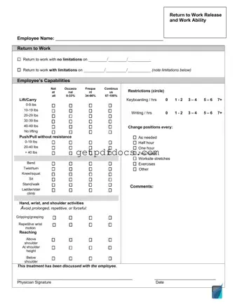 Fill in a Valid Work Release Template